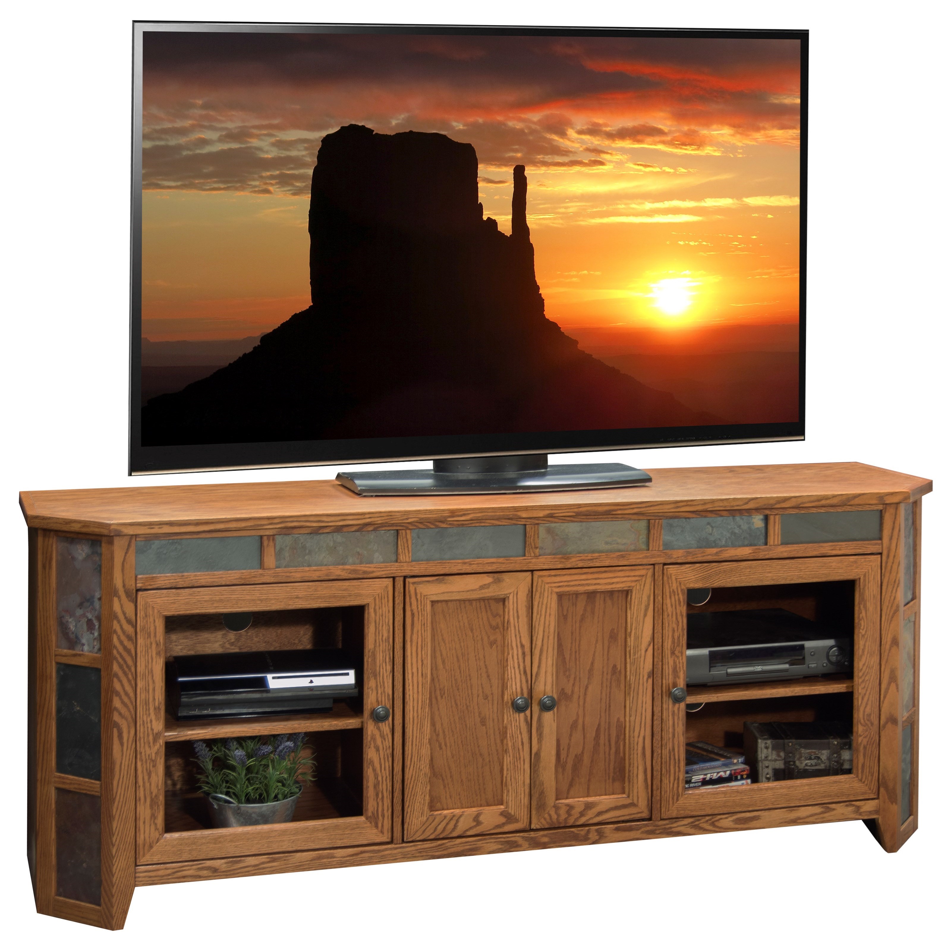 Legends Furniture Oak Creek 72" TV Console with Tile Insterts VanDrie